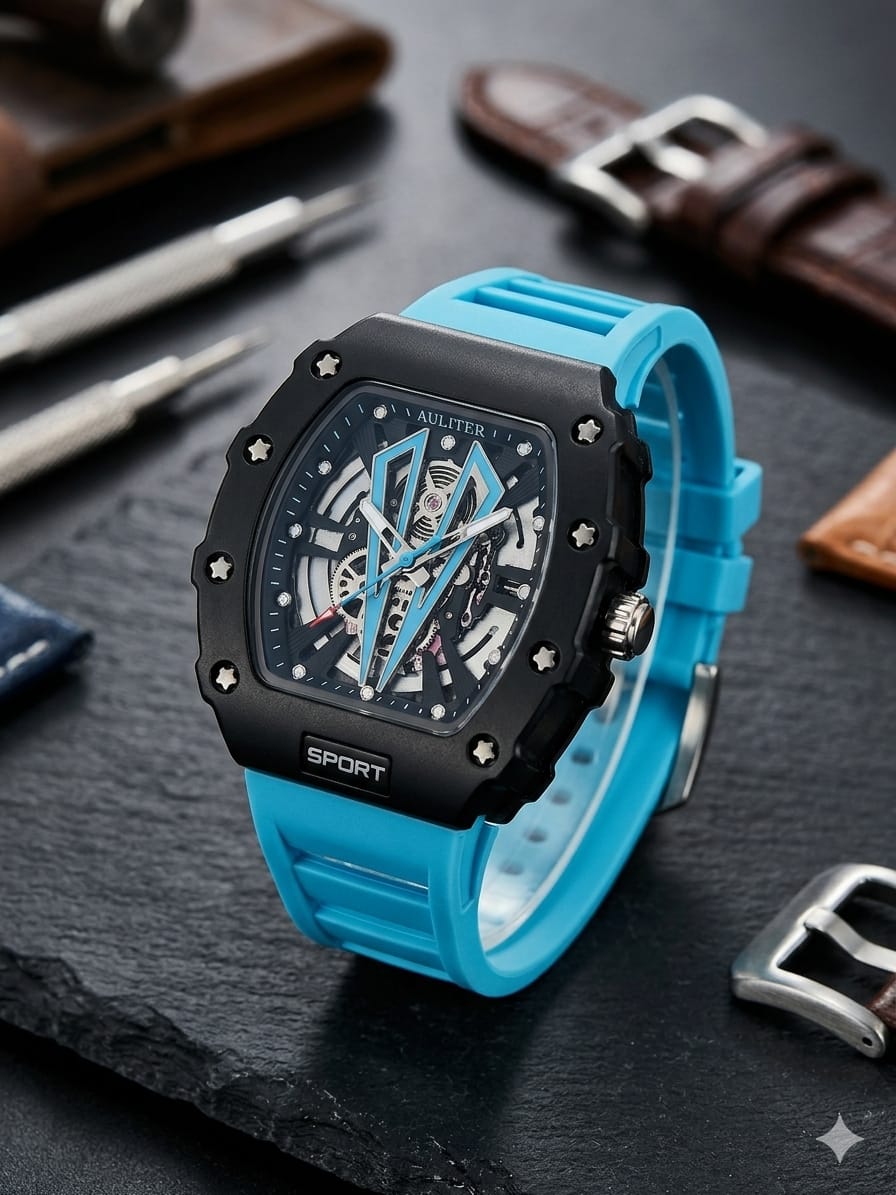 Premium style watch skeleton dial watch
